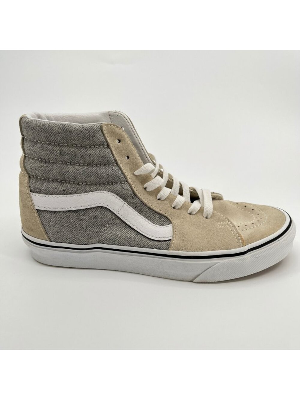 Vans Sk8-Hi Herringbone Womens Size 8 Beige Gray Athletic Skate Shoes Sneakers